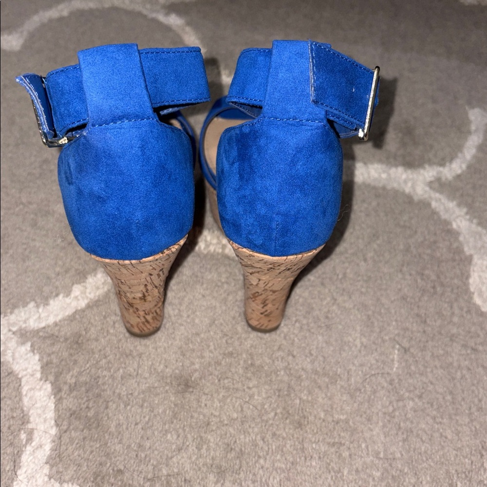 Just fab Mikayla cobalt blue platform wedge heels size 7 - Picture 13 of 17